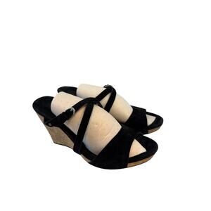 Ugg Julita Black Suede Strappy Wedge Sandals, 8.5